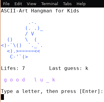 ASCII Art Hangman for Kids