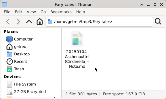 Observe the new note file in the filesystem