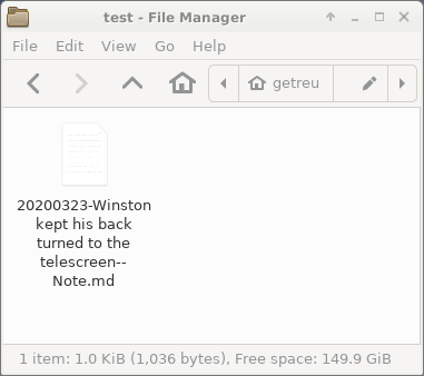 The new note file on disk after closing the editor